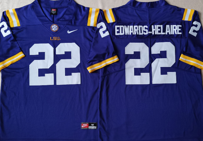 Men's LSU Tigers Clyde Edwards-Helaire #22 Purple Jersey